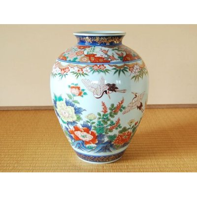 鶴花園 花瓶（木箱付）