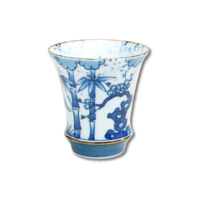 【有田焼】染付松竹梅（反り型）日本酒グラス　SAKE GLASS