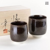 油滴天目（ペア） 夫婦湯呑（馬場真右エ門窯/木箱付）