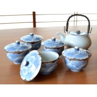 プラチナ牡丹 汲出しＵ土瓶茶器揃（木箱入）