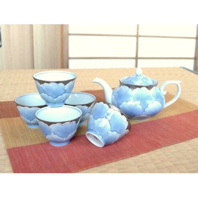 外プラチナ牡丹 Uポット茶器（化粧箱入）