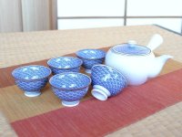 青海波 U急須茶器揃い（化粧箱入）