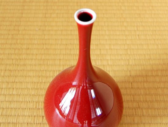【大特価安い】令さ1878な-辰砂鶴首　花瓶　木箱入り 花器、壷